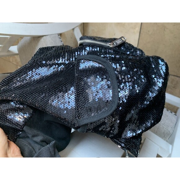 Victoria Secret PINK Blue  Sequin Drawstring Backpack Black Glitter Glam main image 5